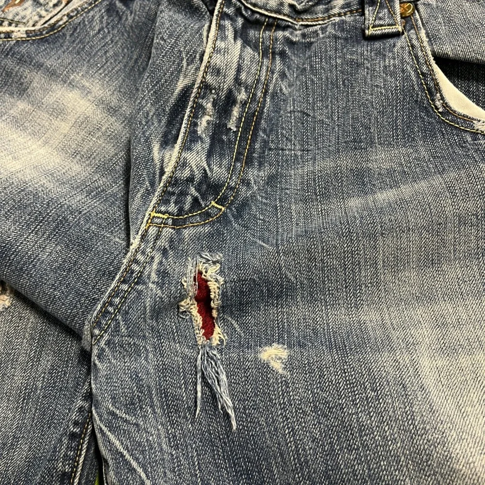 XY Xray Jeans Mens 36 Distressed Relaxed Fit Blue Denim Y2K Grunge Skater